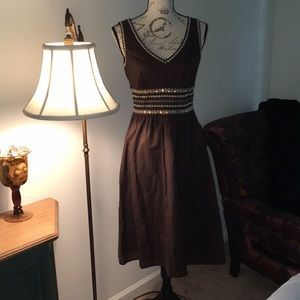 LOFT BROWN COTTON LINED DRESS